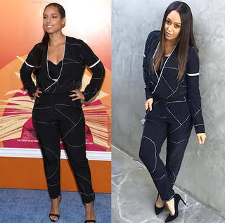 Alicia Keys and Tia Mowry - Public School's Lodi jumpsuit does nothing for the &quot;Girl on Fire&quot; songstress. The Instant Mom star is killing it though.  (Photos from left: Dimitrios Kambouris/Getty Images, Tia Mowry via Instagram)