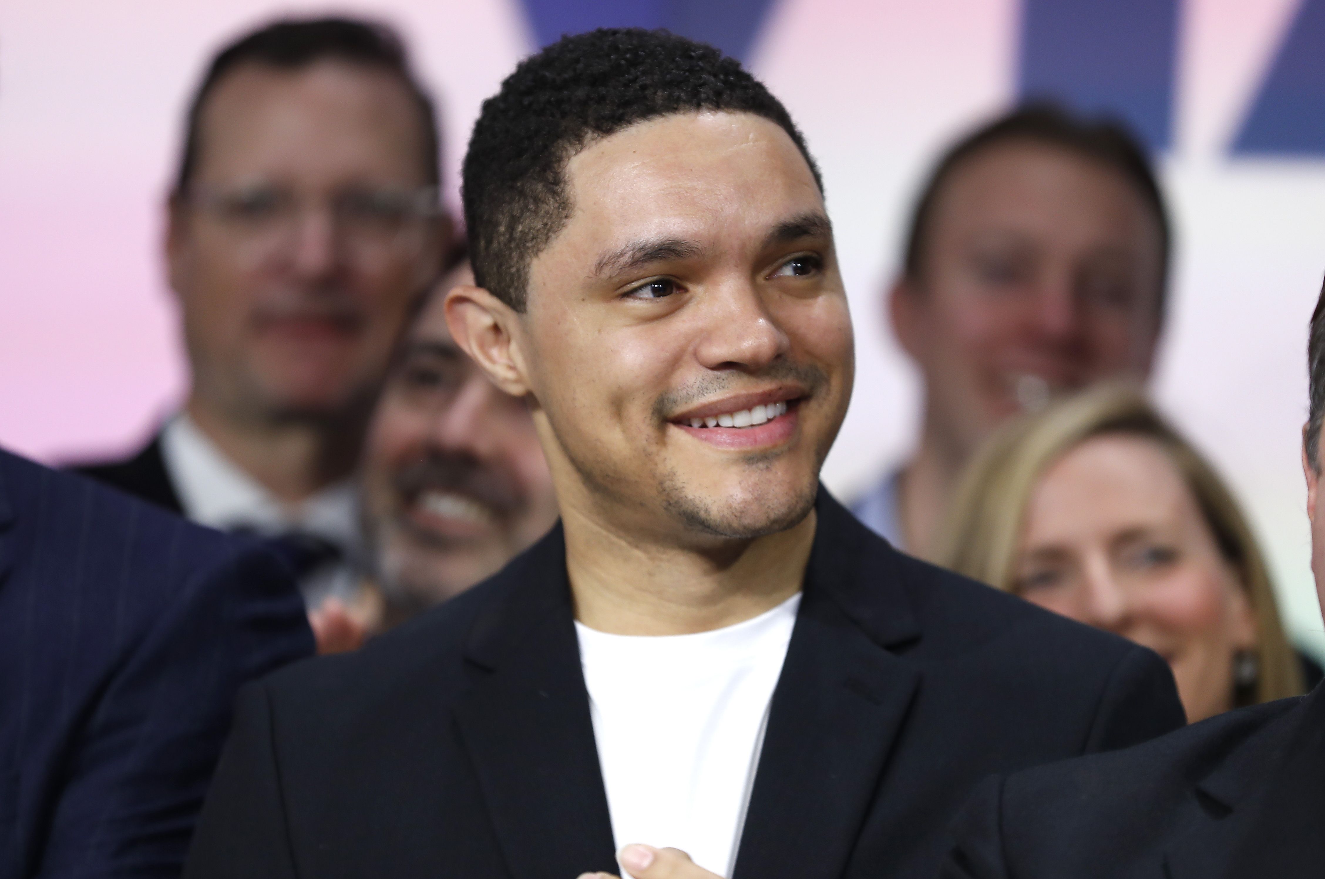 NEW YORK, NEW YORK - DECEMBER 05: Trevor Noah attends as  ViacomCBS Inc. rings the opening bell at NASDAQ on December 05, 2019 in New York City. (Photo by John Lamparski/Getty Images)