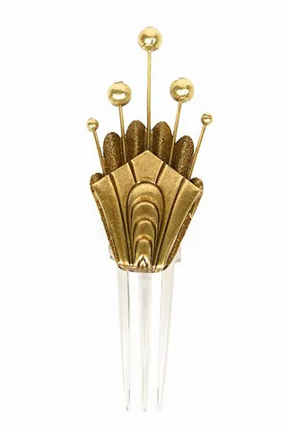 Rodarte Large Deco Ball Hair Comb&nbsp; - Bring Art Deco flair to your side-swept bun with Rodarte’s rustic hair ornament.&nbsp;&nbsp;  (Photo: Courtesy of Rodarte)