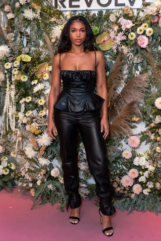 SEPT. 09: Lori Harvey - Lori Harvey&nbsp;slayed in a black leather look while attending the Revolve Gallery at Hudson Yards. (Photo by Gotham/WireImage) (Photo by Gilbert Carrasquillo/GC Images)