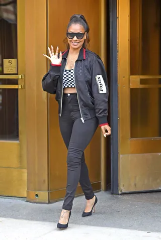 La La Anthony - La La Anthony&nbsp;was seen exiting Z100 radio studios in New York City. (Photo: PacificCoastNews)