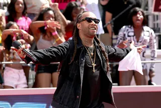 Feelin' at Home - Ty Dolla $ign enjoys the love he receives from the crowd at L.A. LIVE.&nbsp; (Photo: Mark Davis/BET/Getty Images for BET)