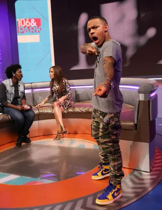 Warrior - Host Bow Wow get ready for war during a break on 106. (Photo:&nbsp; Bennett Raglin/BET/Getty Images for BET)