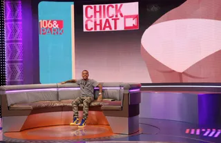 Lone Wolf - Host Bow Wow sits all alone on the 106 couch. (Photo:&nbsp; Bennett Raglin/BET/Getty Images for BET)
