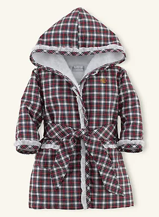 Ralph Lauren Lafayette Cotton Tartan Bathrobe  - We’re betting the baby’s style-savvy auntie&nbsp;Angela Simmons&nbsp;will be gifting her with trendy items like this plush plaid bathrobe by Ralph Lauren Lafayette. It features a cozy terry cloth interior and the most adorable white ruffle trim.   (Photo: Ralph Lauren)