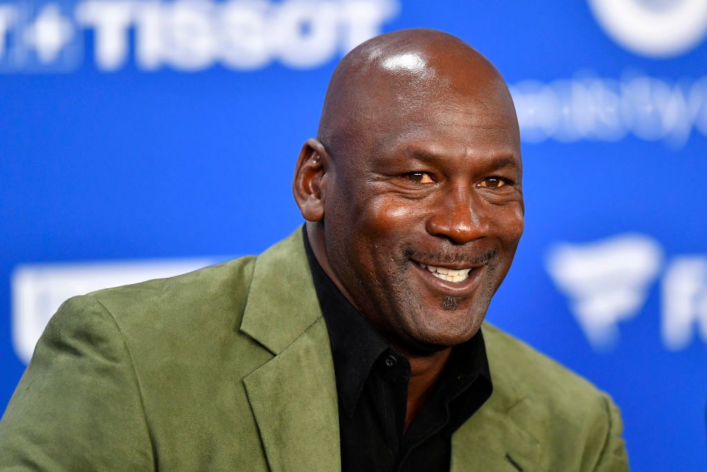 PARIS, FRANCE - JANUARY 24: Michael Jordan attends a press conference before the NBA Paris Game match between Charlotte Hornets and Milwaukee Bucks on January 24, 2020 in Paris, France. (Photo by Aurelien Meunier/Getty Images)
