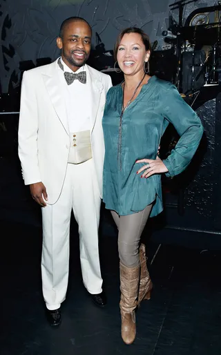 Fan Out - Actress Vanessa Williams&nbsp;poses with cast member Dulé Hill following a performance of &quot;After Midnight&quot; at Brooks Atkinson Theatre in New York City. (Photo: Cindy Ord/Getty Images)