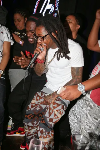 Mic Check - Lil Wayne drops a beat at the All-Star Kick Off party at Jax Brewery in New Orleans.   (Photo: Johnny Nunez/Getty Images)