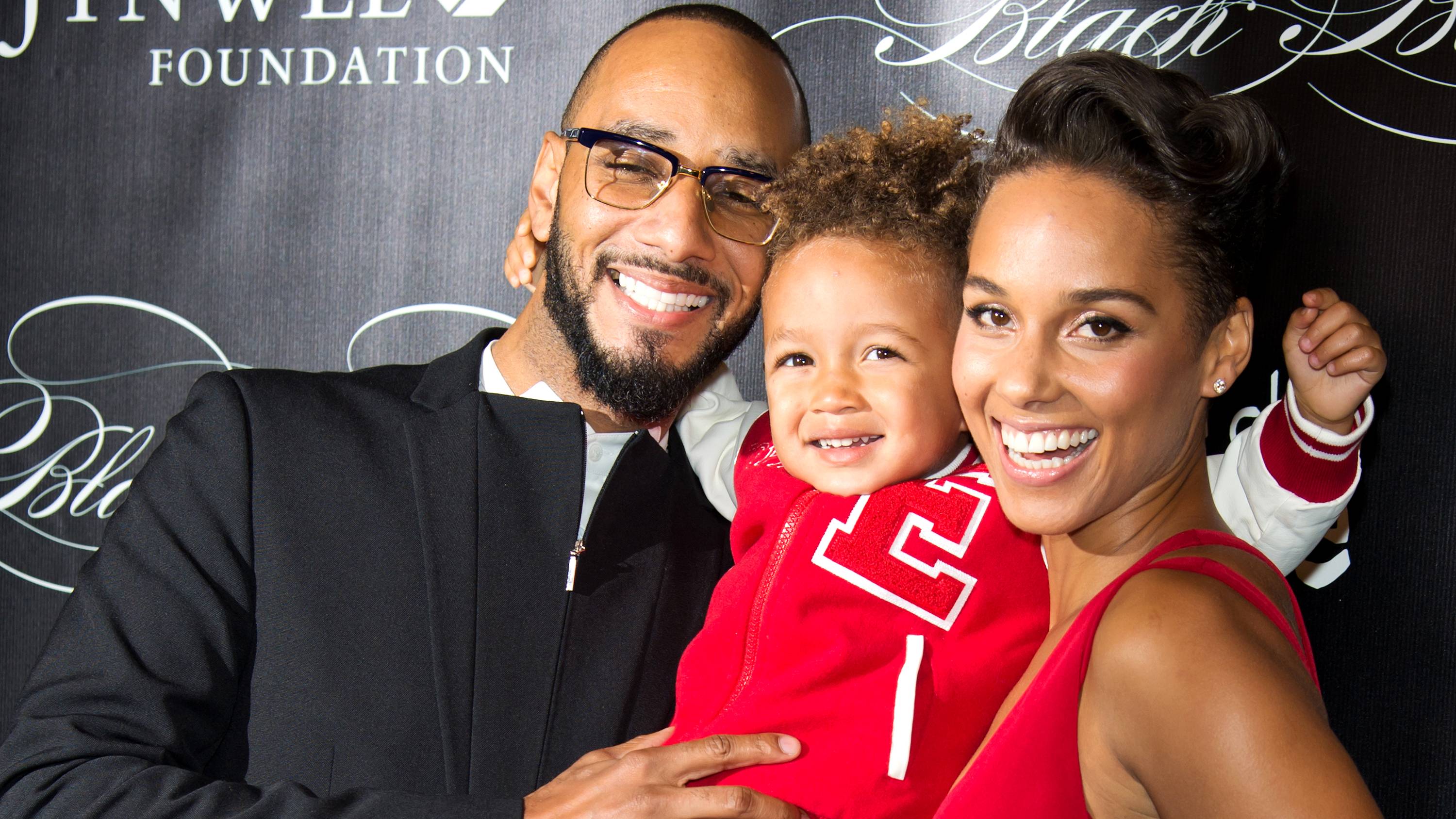 NEW YORK, NY - NOVEMBER 07:  (L-R) Swizz Beatz, Egypt Daoud Dean and Alicia Keys attend the 10th annual Keep A Child Alive Black Ball at Hammerstein Ballroom on November 7, 2013 in New York City.  (Photo by Gilbert Carrasquillo/FilmMagic)