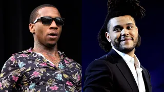 Lil’ B wants The Weeknd to know he's sorry for slamming him: - “I want to give a shout out to The Weeknd. I want to apologize and take back saying, ‘F**k The Weeknd.’ I said it for no reason and thought about why back when I said it. It’s because he unfollowed me on Twitter and I felt weird about that, and I thought back to that moment and said, ‘Why’d I do that?’”(Photos from Left: Daniel Boczarski/Redferns via Getty Images, Sonia Recchia/Getty Images)