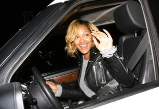 Dine and Dash - Actress Meagan Good happily waves to the paparazzi as she leaves Cecconi's Restaurant in her SUV in West Hollywood, CA.&nbsp;(Photo: Roshan Perera/Splash News)