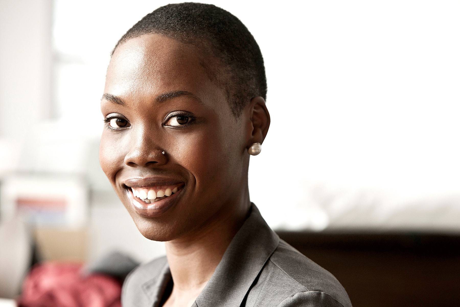 profile of black woman smiling