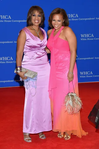 Gayle King - Oprah's bestie and her daughter Kirby Bumpus look ready for spring in floral hues.  (Photo: Michael Loccisano/Getty Images)