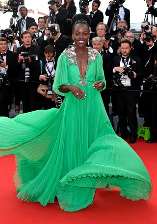 Lupita Nyong’o - Lupita! We legit can’t say her name without an exclamation point behind it. And this green Gucci gown she wore to the Cannes Film Festival gives us our whole entire life every time we see her twirl in it. Lupita!&nbsp;  (Photo: Pascal Le Segretain/Getty Images)