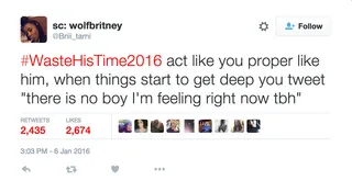 Be Brutally Honest - Take your feelings about the relationship to Twitter for some venting.(Photo: BriiiTarney via Twitter)