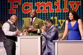 Hands Off! - David Mann and Rodney Perry keep their eyes on the bell. (Photo: Darnell Williams/BET)