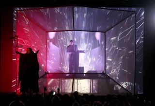 Manning the Table - DJ Flying Lotus controlled the 1s and 2s during weekend one.(Photo: Karl Walter/Getty Images for Coachella)