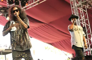 Collabo Dreams - Ab-Soul and Gionardo Burg brought their funky hip hop flare to the stage.(Photo: Karl Walter/Getty Images for Coachella)