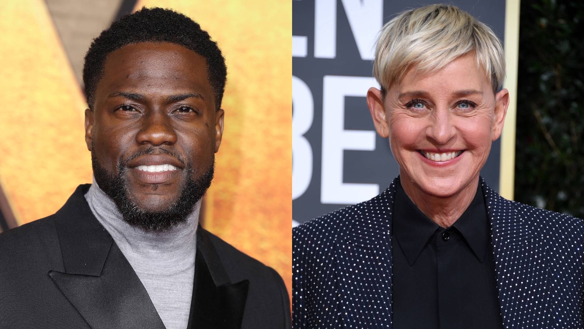 Kevin Hart and Ellen DeGeneres on BET Buzz 2020.