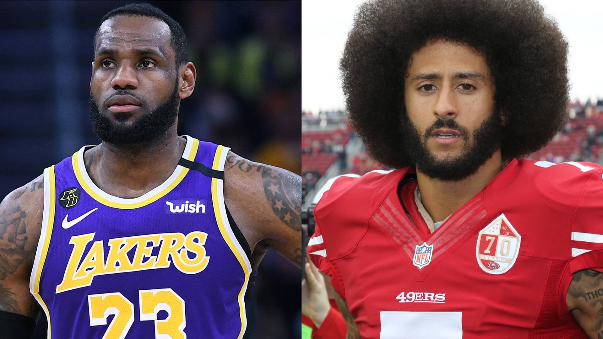 LeBron James and Colin Kaepernick on BET Buzz 2020.