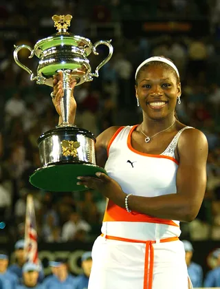 2003 Australian Open - Serena Williams&nbsp;has done plenty of smiling for the cameras throughout her career.&nbsp;(Photo: Sean Garnsworthy/Getty Images).