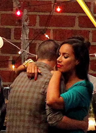 Getting Cozy - British singer and former X Factor winner Leona Lewis is seen getting close with actor-model Colton Haynes on the set of her new music video for the single "Trouble" in Los Angeles.   (Photo: Miguel Aguilar,Sam Sharma,PacificCoastNews.com)