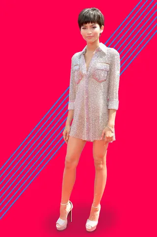 Presented by COVERGIRL- - Zendaya switches up her style at any given moment and we're completely here for her new pixie cut look. (Photo: Earl Gibson/BET/Getty Images for BET)