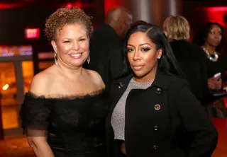 Divas Simply Be Great - Debra Lee and K. Michelle&nbsp;share in a beautiful moment.&nbsp;(Photo: Phelan Marc/BET)