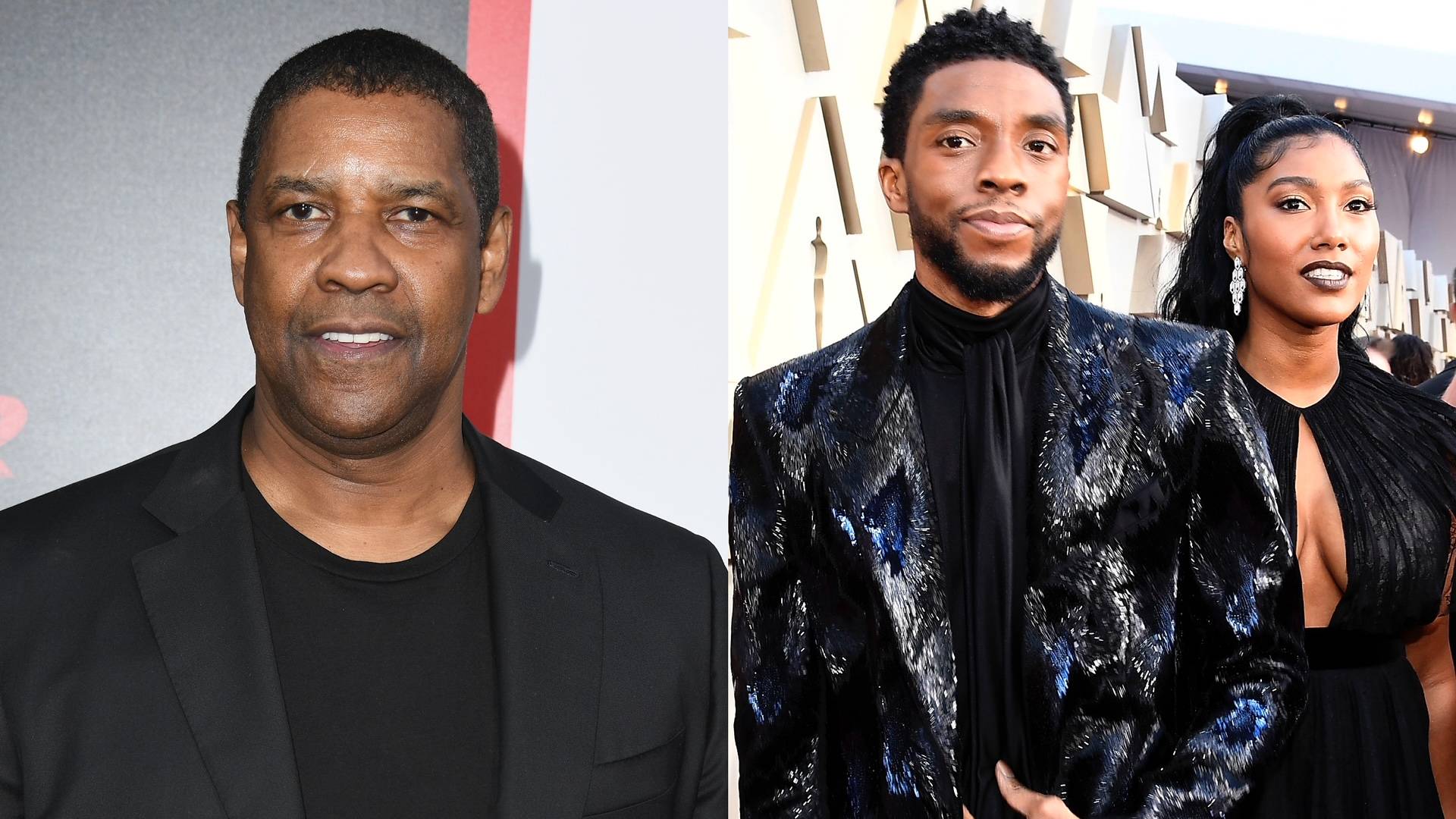 Denzel Washington, Chadwick Boseman and Simone Ledward on BET Buzz 2020.