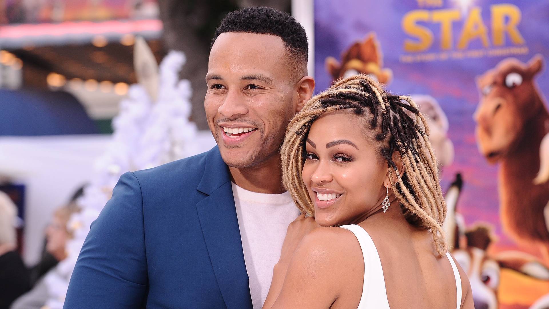 Meagan Good and DeVon Franklin on BET Buzz 2020.