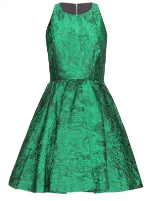 Alice+Olivia Tevin Jacquard Dress - Stand out this holiday season while still staying on-theme in this emerald green beauty. You'll definitely want to pair a metallic accessory or two with this dress for a dramatic effect. (Photo: Mytheresa.com)
