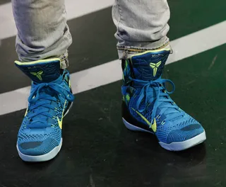 Nike Air Kobe 9 Elite - Nike Air Kobe 9 Elite – Blue/Lime Green (Photo: Bennett Raglin/BET/Getty Images for BET)