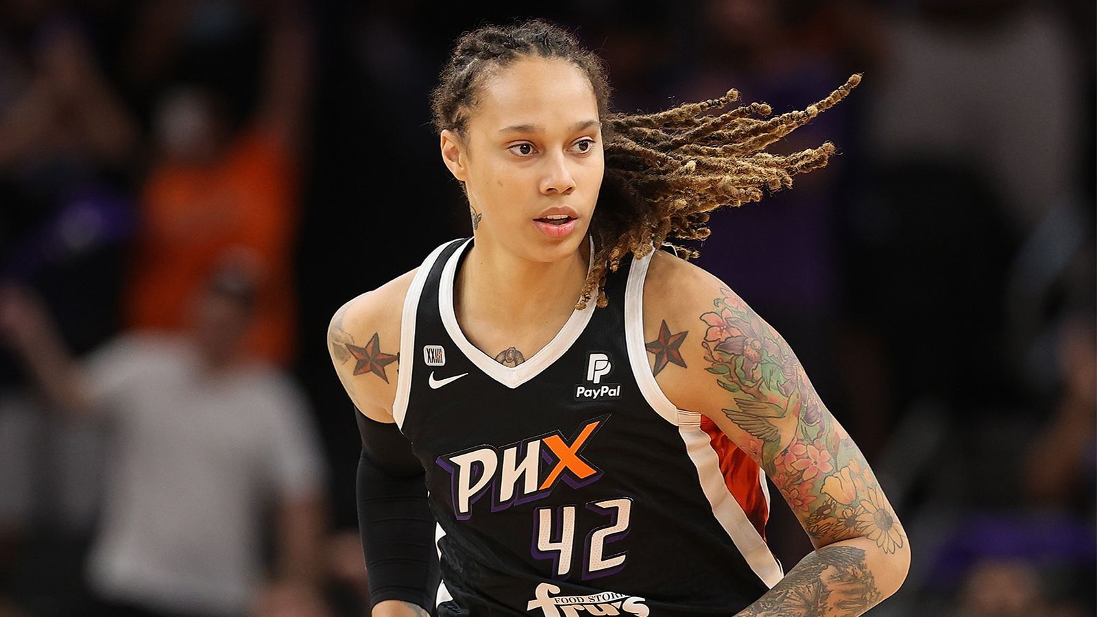 Brittney Griner #42 of the Phoenix Mercury during the first half in Game Four of the 2021 WNBA semifinals