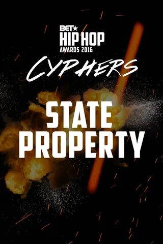 The State Property Cypher - It's a rap reunion and all the attendees are bringing great lyrical content for you to tweet about later. #HipHopAwards(Photo: BET)