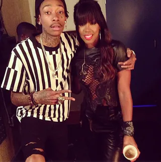 Wiz Khalifa @mistercap - Wiz takes a snapshot with busy lady Kelly Rowland. Kells is promoting her new album Talk A Good Game and is also a new judge to The X Factor. (Photo: Instagram via Wiz Khalifa)