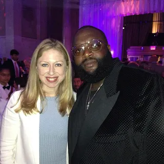 Rick Ross @richforever - Is Rick Ross planning to move into politics or just planning to make a move on former-first child Chelsea Clinton? Either way Chelsea could help boost the MMG boss' image and in return he can give her some street cred. #WinWin (Photo: Instagram via Rick Ross)