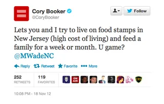 Food Stamps Challenge - (Photo: Twitter via @CoryBooker)