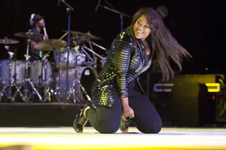 Leather &amp; Latex - Sullivan rocked out the 2009 Essence Fest stage wearing a black latex blazer that fit her like a glove.&nbsp;&nbsp; (Photo: Getty Images)