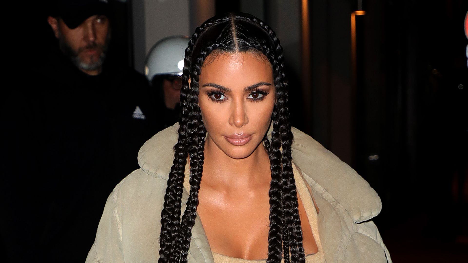 Kim Kardashian West and North West are seen arriving at a restaurant on March 02, 2020 in Paris, France.