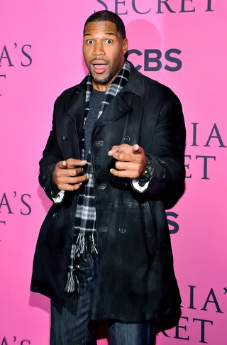 Where's Kelly? - Michael Strahan attended the 2012 Victoria's Secret Fashion Show Wednesday evening. He left his co-host Kelly Rippa at home. (Photo: Stephen Lovekin/Getty Images)