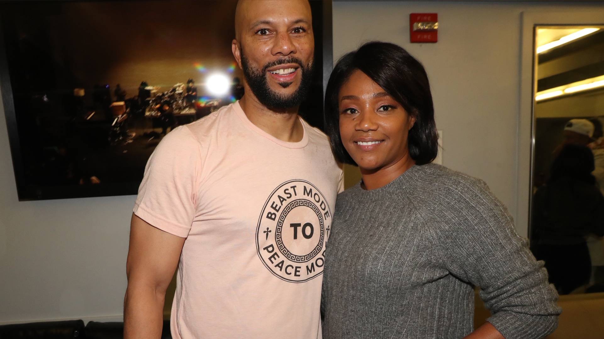 Tiffany Haddish and Common on BET Buzz 2020.