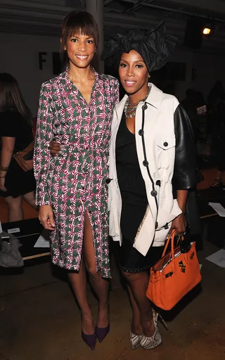 Supersize Me - Supermodel Veronica Webb and super-stylist June Ambrose strike a pose at the Sophie Theallet Spring/Summer 2013 fashion show during Mercedes-Benz Fashion Week at Milk Studios in New York City. (Photo: Fernando Leon/Getty Images)