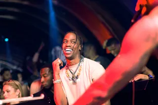 Turn Up - Travis Scott celebrated 1 OAK LA's partner and co-owner&nbsp;Darren Dzienciol's birthday Thursday night at the nightclub. (Photo: Banfy / 1 OAK LA)