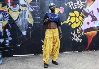 Feeling Blue? - Have a fun hair color? Make it really pop by matching it to your lipstick and clothes.  (Photo: Krista Schlueter / BET)