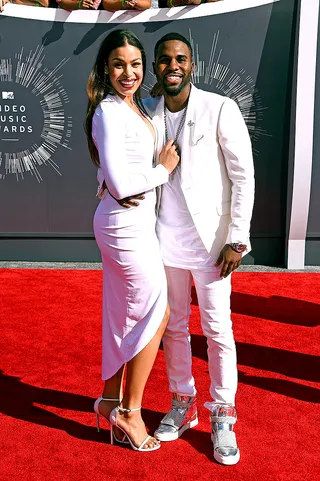 Jordin Sparks and Jason Derulo - The Sparkle star and her R&amp;B hottie look white-hot in their matching ensembles.  (Photo: Frazer Harrison/Getty Images)