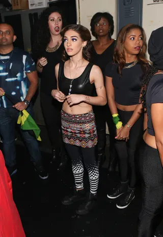 Moment of Clarity - Recording artist Samantha J gets a quick practice in before she takes the 106 stage. (Photo: Bennett Raglin/BET/Getty Images for BET)