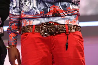 The Art of Swag - Quavo of the rap group Migos shows us his fly belt backstage at 106. Swag on top of swag! (Photo: Bennett Raglin/BET/Getty Images)