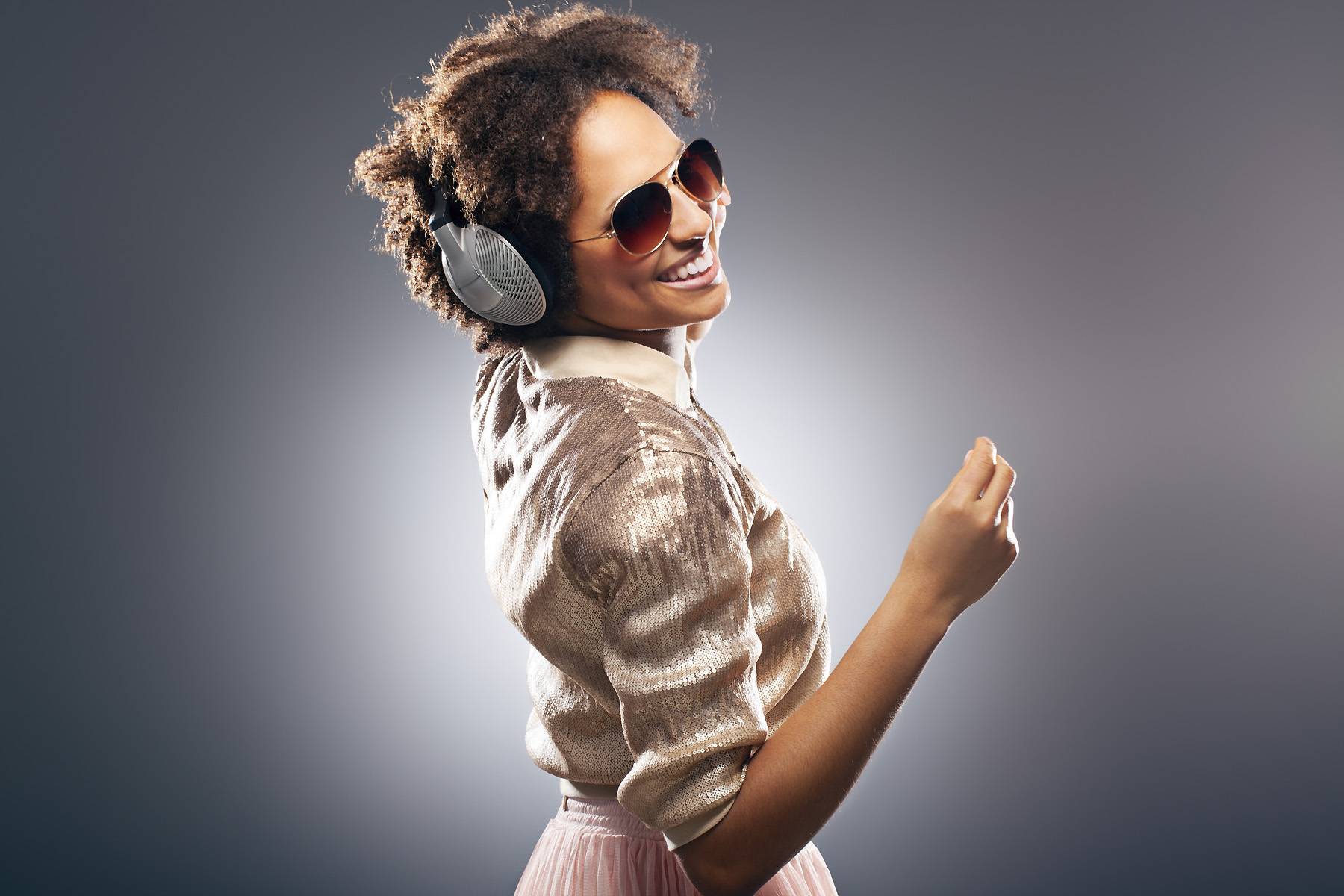 woman wearing headphones