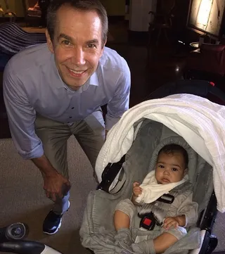 Kim Kardashian @kimkardashain - Is Nori competing for cutest kid? We think so! She is definitely a cutie in her grey sweatsuit at Art Basel in Miami with famed artist Jeff Koons.(Photo: Kim Kardashian via Instagram)