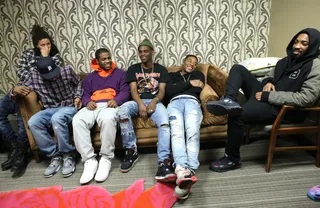 Maxing and Hanging - A$AP Mob relaxing backstage before their appearance on 106. (Photo: Bennett Raglin / Getty Images for BET)